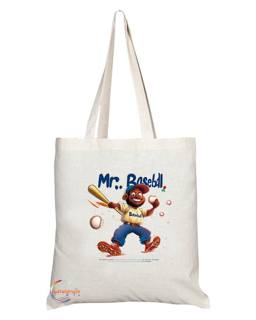 Natural Reusable Shopping Souvenir Tote Bag Featuring Popular Sports Designs from Around the World (Baseball)