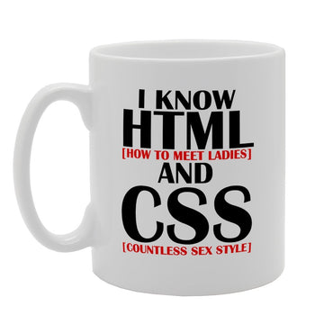 I Know Html And Css Funny Joke    Printed Tea Coffee Ceramic  Mg1965 - Funny Printed Coffee Mug - Great Gift Idea