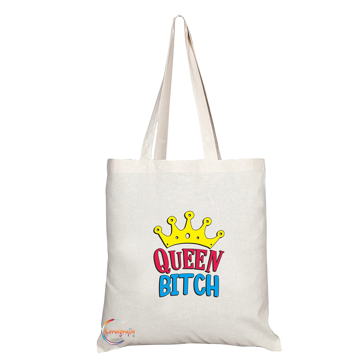 TB1442 Queen Bitch Novelty Present Gift Printed Eco-Friendly Stylish Long Handled Tote Shoulder Bag