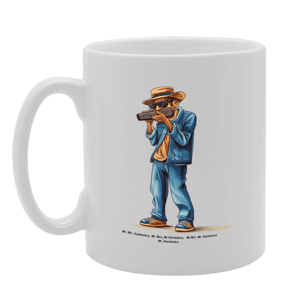 11Oz Ceramic  Mg6561 Featuring Mr Harmonica – For Harmonica Players And Music Lovers - Funny Printed Coffee Mug - Great Gift Idea