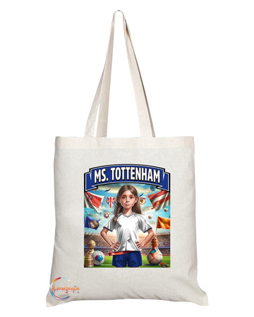 TB1605 Ms Tottenham Footie Fan Lady Girl Tote Bag - Eco-Friendly, Stylish, Long Handled, Perfect Novelty Gift by