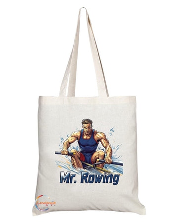 Natural Reusable Shopping Souvenir Tote Bag Featuring Popular Sports Designs from Around the World (Rowing)