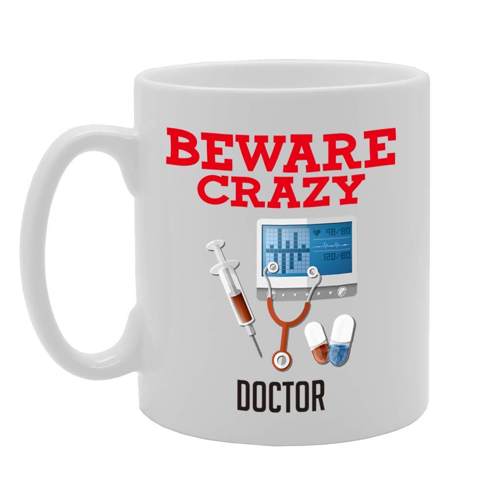 Beware Crazy Doctor   Printed Tea Coffee Ceramic  Mg4484 - Funny Printed Coffee Mug - Great Gift Idea