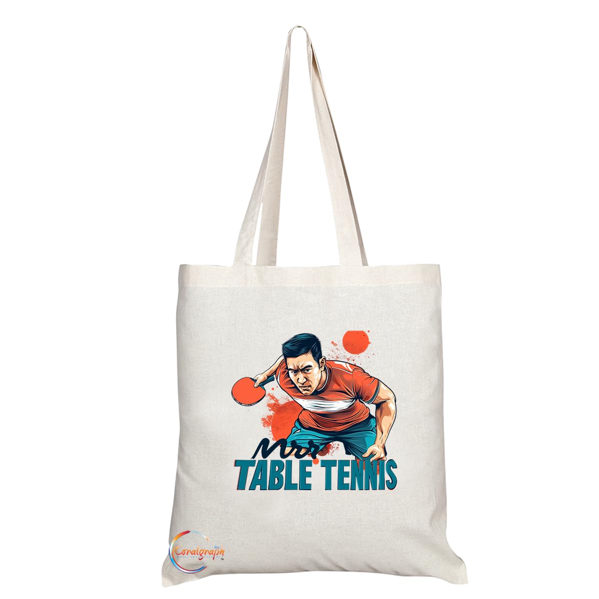 TB1729 Mr Table Tennis Tote Bag - Great for Table Tennis Players, Ping Pong Fans, Sports Enthusiasts - Sustainable, Stylish, Long Handled, Durable and Reusable