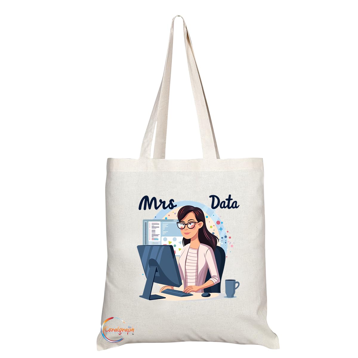 TB1757 Mrs Data Tote Bag - Great for Data Analysts, Scientists, Tech Enthusiasts - Sustainable, Stylish, Long Handled, Durable and Reusable
