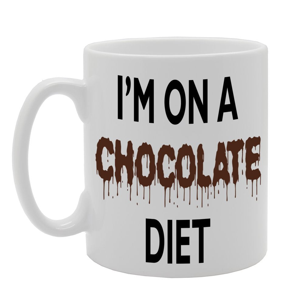 I'M On A Chocolate Diet   Printed Ceramic Tea Coffee  Mg056 - Funny Printed Coffee Mug - Great Gift Idea