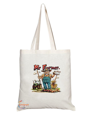 TB1963 Mr Farmer Souvenir Tote Bag - Depicting a Dedicated Farmer Tending to Crops - Memory Keepsake for Agriculture Enthusiasts - Mr Farmer Memorabilia