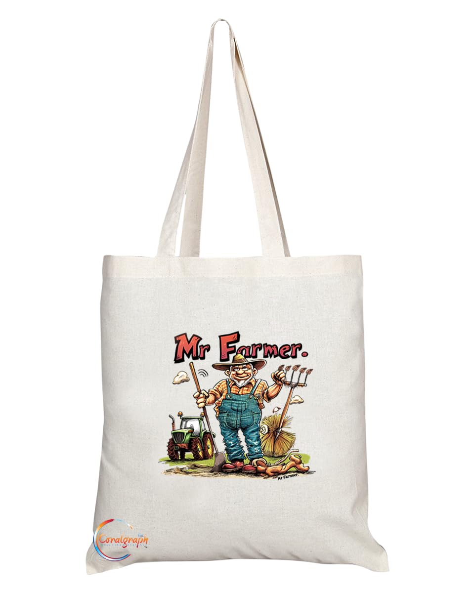 TB1963 Mr Farmer Souvenir Tote Bag - Depicting a Dedicated Farmer Tending to Crops - Memory Keepsake for Agriculture Enthusiasts - Mr Farmer Memorabilia