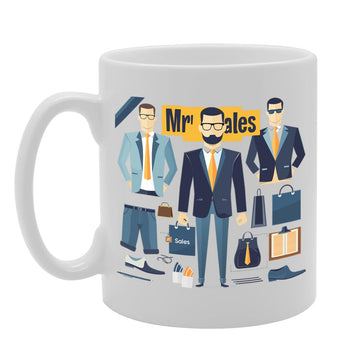 Mr Sales  - Ideal For Sales Professionals And Business Enthusiasts, 11Oz Ceramic Coffee  For Salesmen And Deal Closers Mg5986 - Funny Printed Coffee Mug - Great Gift Idea