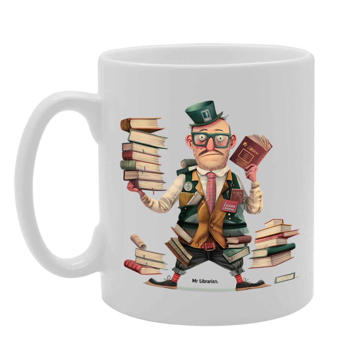 Mr Librarian  - For Male Librarians, Book Lovers, Bibliophiles, Durable Ceramic, Dishwasher Safe Mg6046 - Funny Printed Coffee Mug - Great Gift Idea
