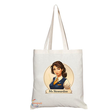 TB1761 Ms Stewardess Tote Bag - Great for Flight Attendants, Airline Staff, Travel Enthusiasts - Sustainable, Stylish, Long Handled, Durable and Reusable