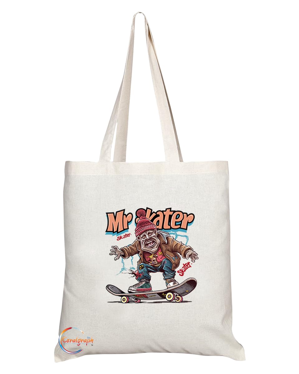 TB1969 Mr Skater Tote Bag - Ideal for Skateboarders, Extreme Sports Enthusiasts, and Skater Fans - Tote Bag with Cool Design