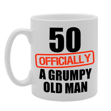 50 Officially Grumpy Man   Printed Tea Coffee Ceramic  Mg1093 - Funny Printed Coffee Mug - Great Gift Idea