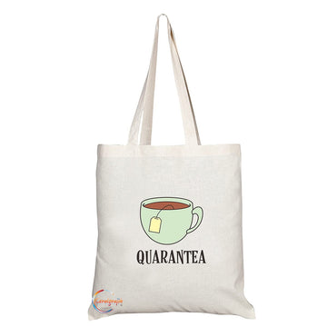 TB1307 Quarantea Tea Novelty Present Gift Printed Eco-Friendly Stylish Long Handled Tote Shoulder Bag