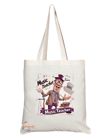 TB1871 Mr Music Teacher Tote Bag - Great Gift for Music Teachers, Educators, Band Directors - Durable, Stylish, Eco-Friendly, Reusable, Spacious, and Lightweight