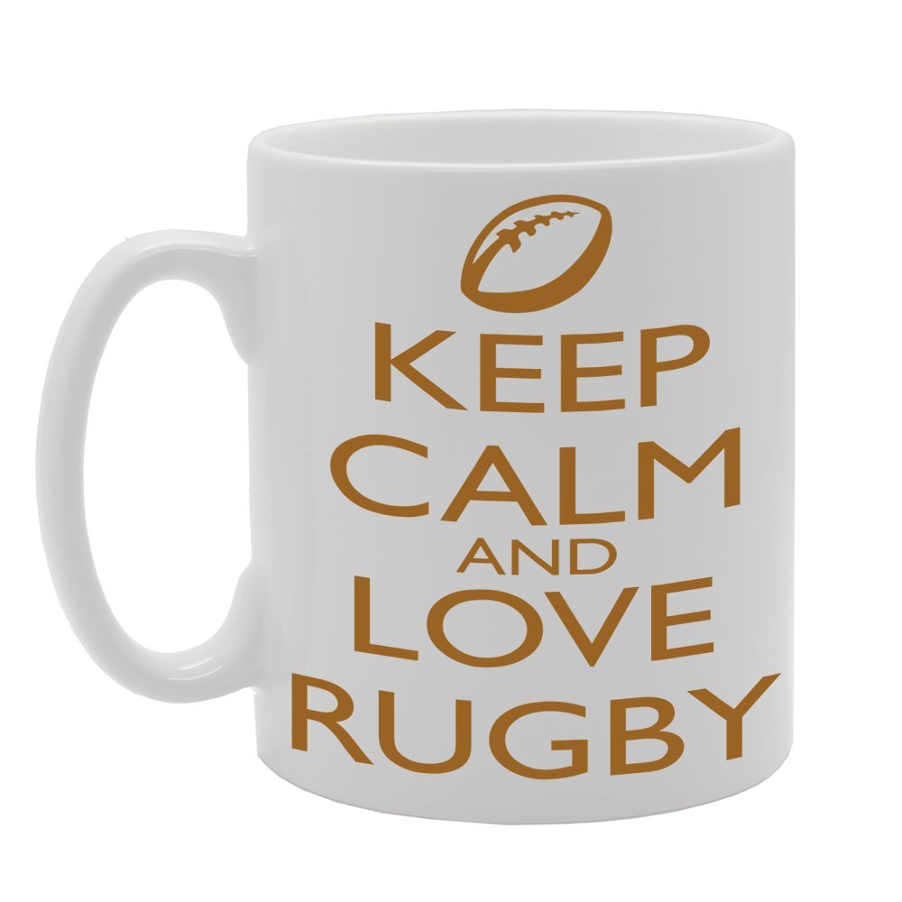 Keep Calm And Love Rugby   Printed Tea Coffee Ceramic  Mg551 - Funny Printed Coffee Mug - Great Gift Idea