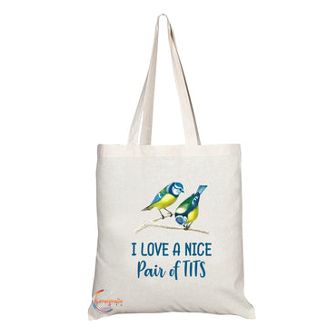 TB1133 I Love a Nice Pair of Tits Novelty Present Gift Printed Eco-Friendly Stylish Long Handled Tote Shoulder Bag
