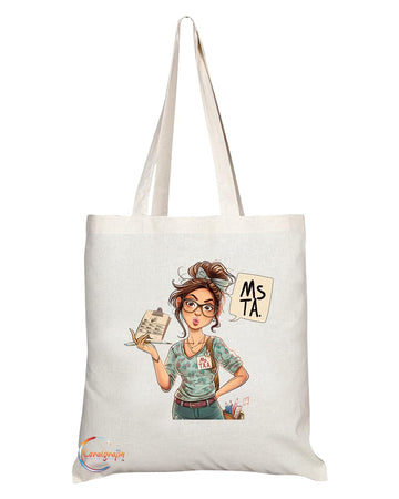 TB1816 Ms TA Tote Bag - Gift for Female Teaching Assistants, Educators, School Support Staff - Durable, Stylish, Eco-Friendly, Reusable, Spacious, and Lightweight