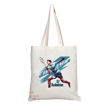 TB1754 Mr Badminton Tote Bag - Great for Badminton Players, Sports Enthusiasts, Fans - Sustainable, Stylish, Long Handled, Durable and Reusable