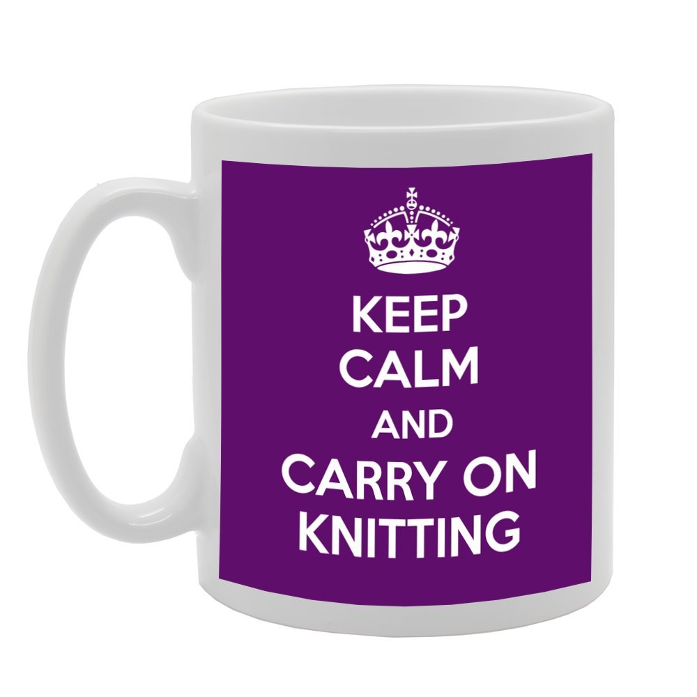 Keep Calm And Carry On Knitting   Printed Tea Coffee Ceramic  Mg712 - Funny Printed Coffee Mug - Great Gift Idea