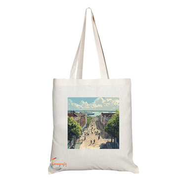Natural Reusable Shopping Souvenir Tote Bag Featuring Cities and Landmarks in United Kingdom (Southampton)