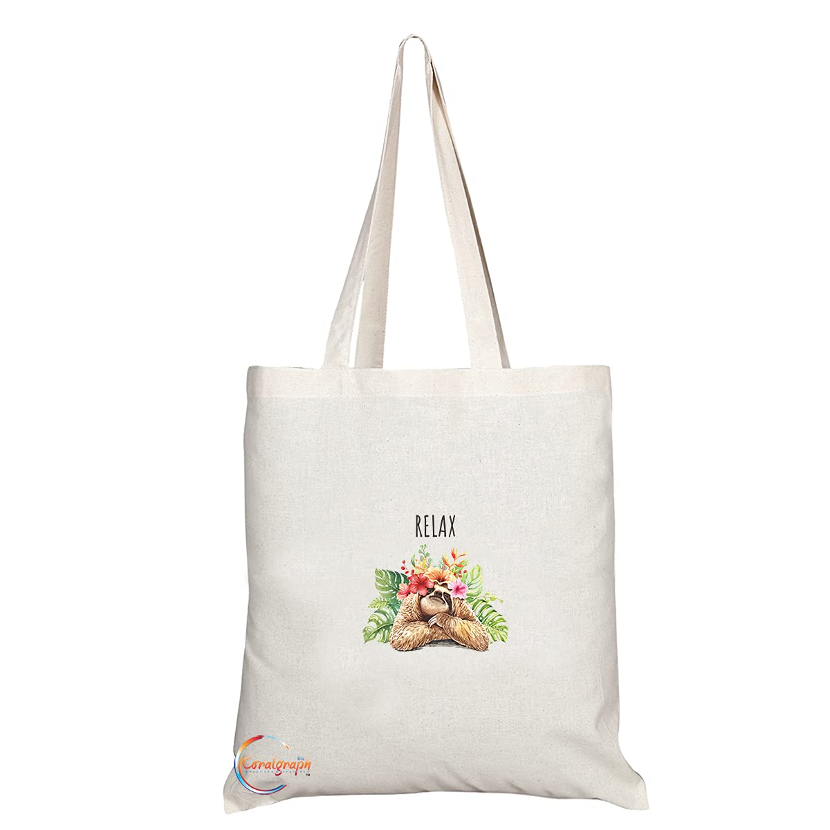 TB1365 Relax Sloth Jungle Tea Novelty Present Gift Printed Eco-Friendly Stylish Long Handled Tote Shoulder Bag