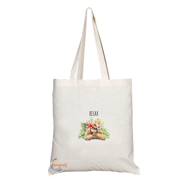 TB1365 Relax Sloth Jungle Tea Novelty Present Gift Printed Eco-Friendly Stylish Long Handled Tote Shoulder Bag