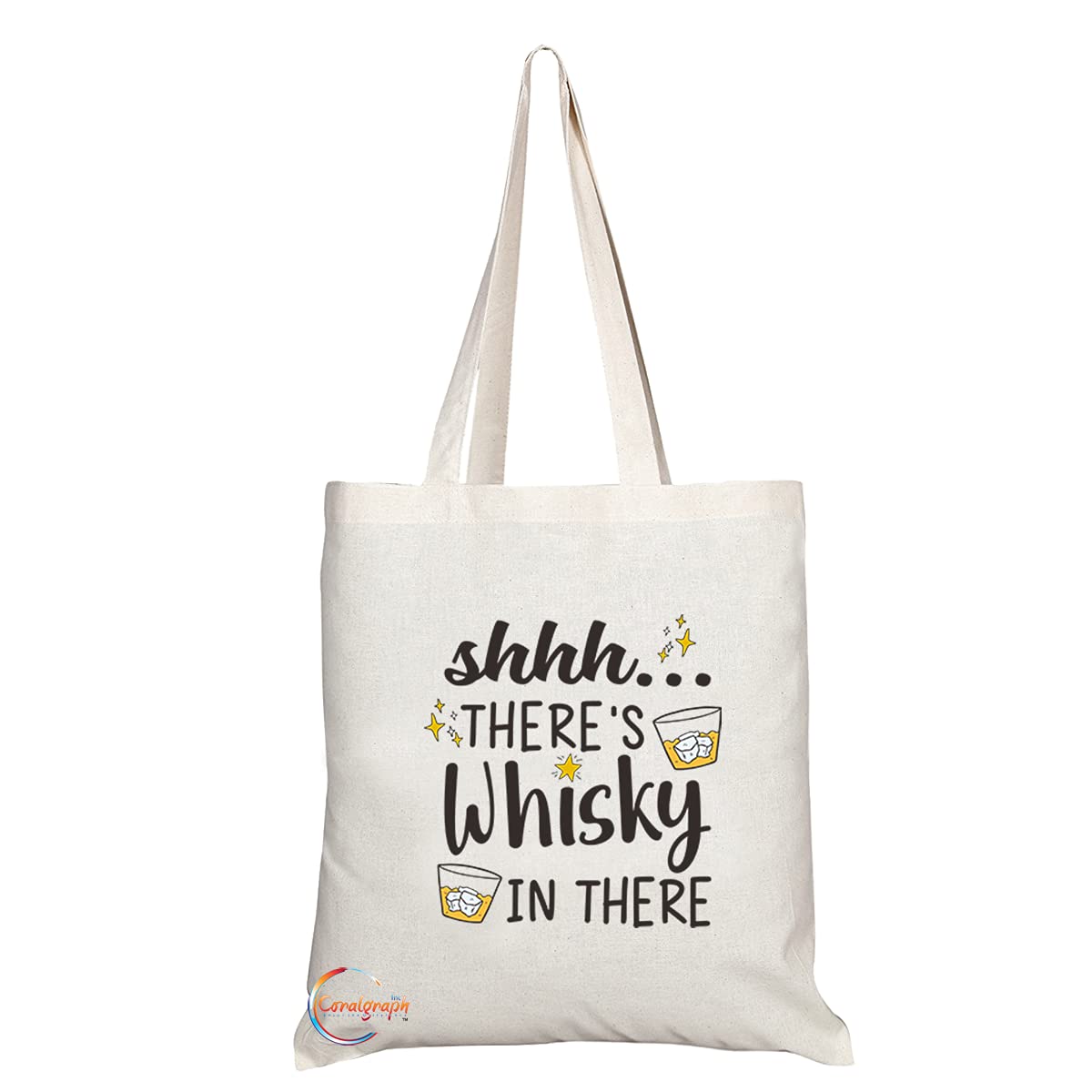 TB1160 Shhh There's Whisky in There Novelty Present Gift Printed Eco-Friendly Stylish Long Handled Tote Shoulder Bag