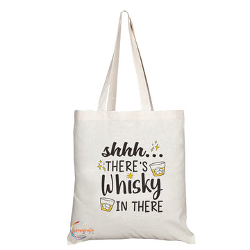 TB1160 Shhh There's Whisky in There Novelty Present Gift Printed Eco-Friendly Stylish Long Handled Tote Shoulder Bag