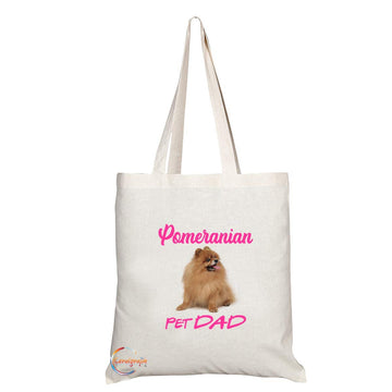 TB631 PET DAD Pomeranian Novelty Present Gift Printed Eco-Friendly Stylish Long Handled Tote Shoulder Bag