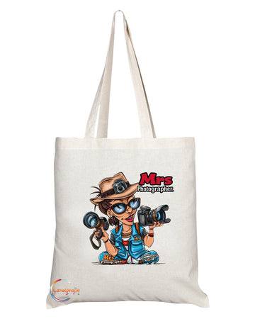 TB1874 Mrs Photographer Tote Bag - Great Gift for Female Photographers, Photography Enthusiasts, Artists - Durable, Stylish, Eco-Friendly, Reusable, Spacious, and Lightweight