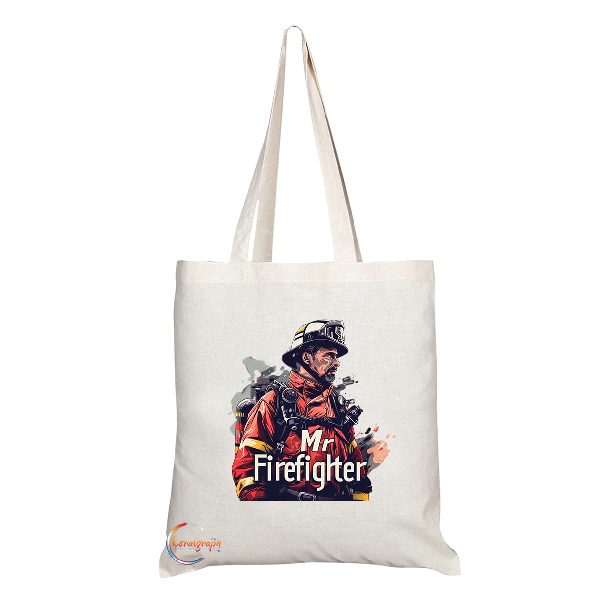 TB1778 Mr Firefighter Tote Bag - Great for Firefighters, Emergency Responders, Heroes - Sustainable, Stylish, Long Handled, Durable and Reusable