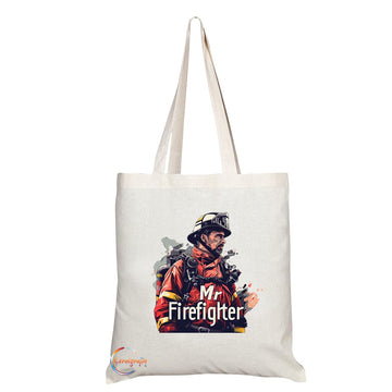 TB1778 Mr Firefighter Tote Bag - Great for Firefighters, Emergency Responders, Heroes - Sustainable, Stylish, Long Handled, Durable and Reusable
