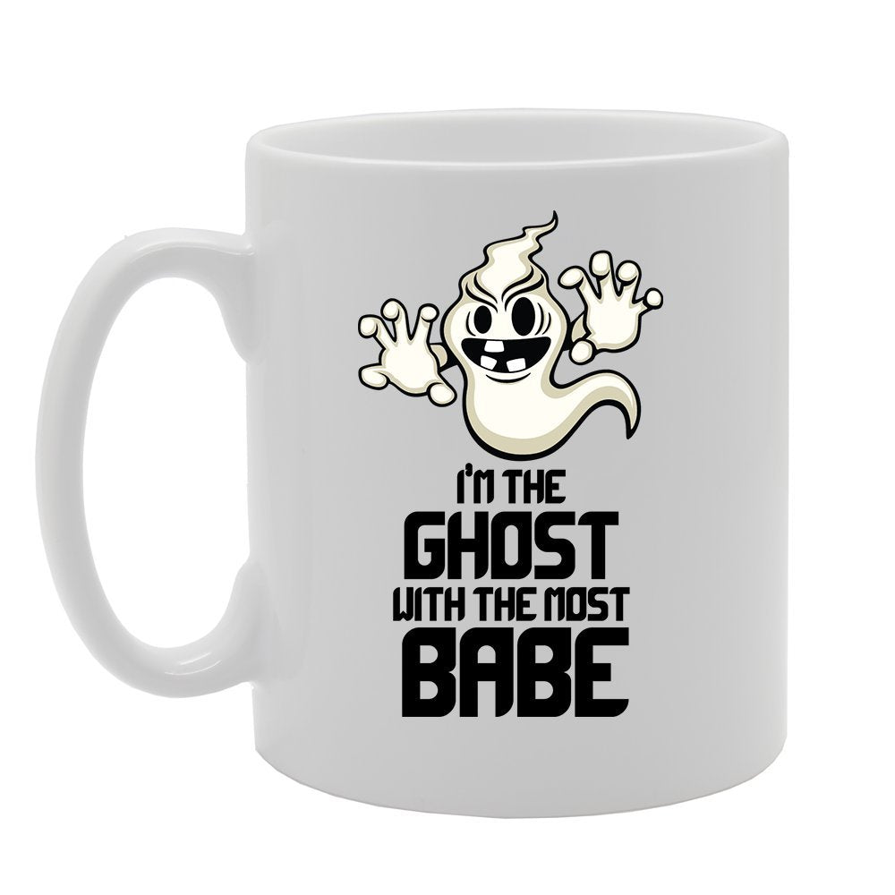 Halloween - I'M The Ghost With The Most Babe   Printed Tea Coffee Ceramic  Mg3839 - Funny Printed Coffee Mug - Great Gift Idea