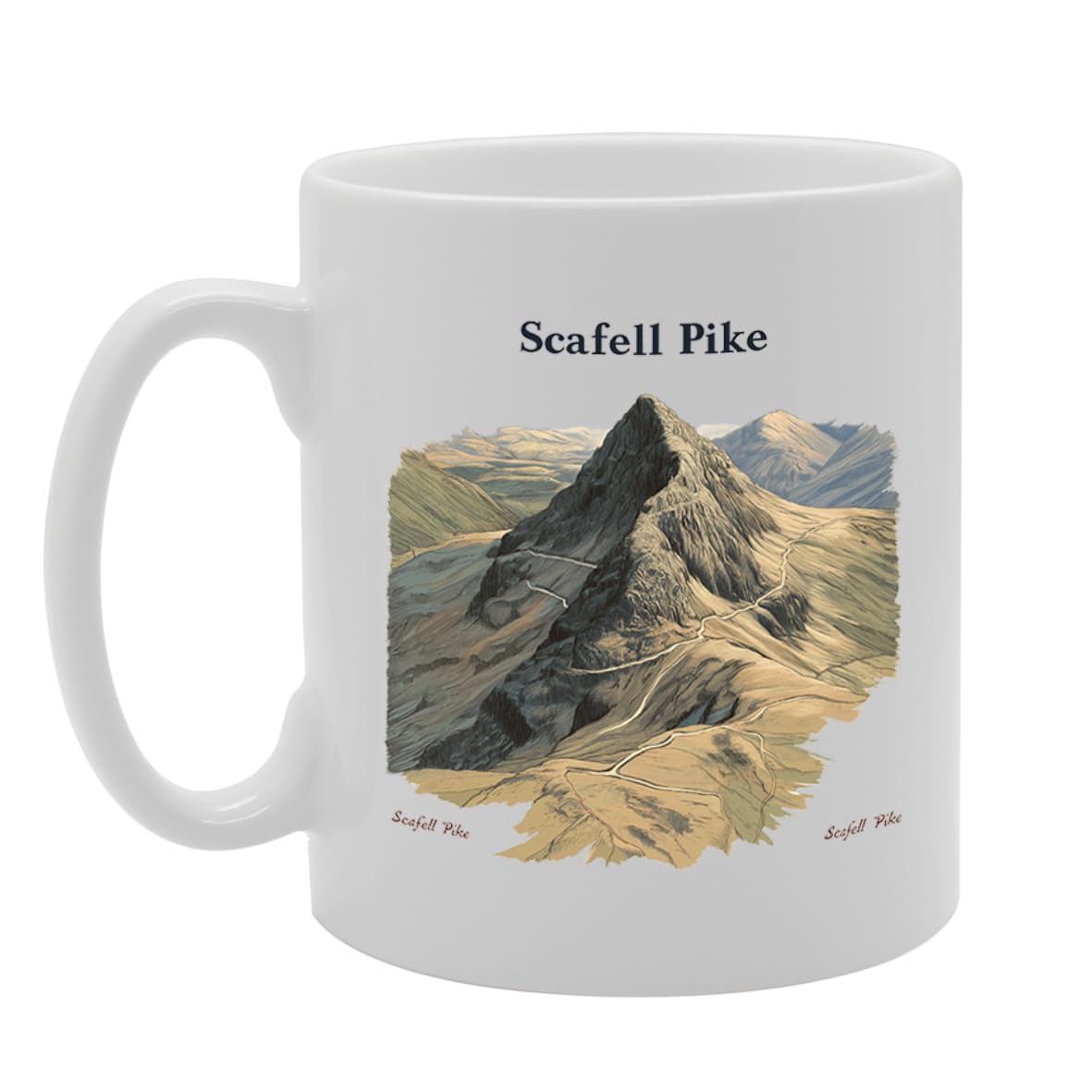 Printed Coffee Ceramic  Featuring Cities And Landmarks In United Kingdom (Scafell Pike) - Funny Printed Coffee Mug - Great Gift Idea