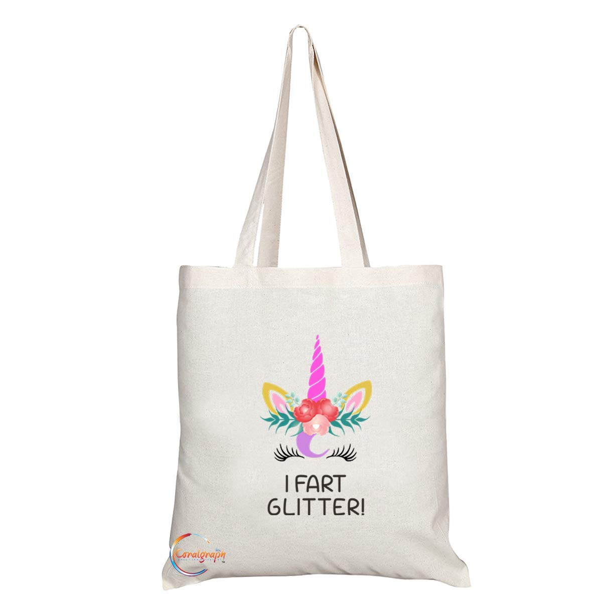 TB730 I Fart Glitter Unicorn Novelty Present Gift Printed Eco-Friendly Stylish Long Handled Tote Shoulder Bag