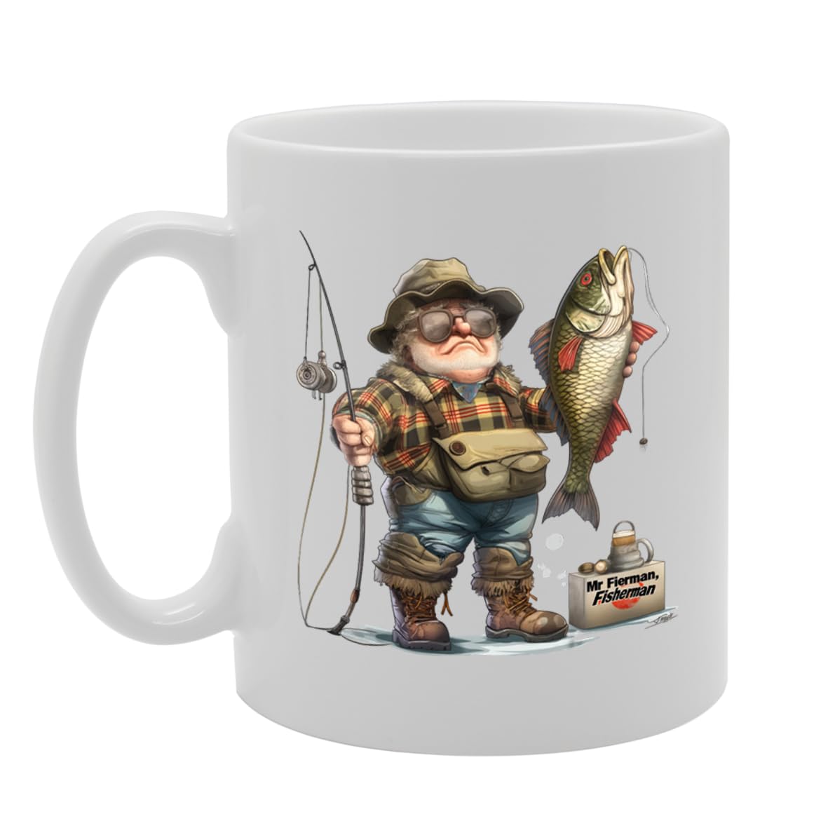 Mr Fisherman Ceramic  - Ideal For Fishermen, Anglers, And Fishing Enthusiasts - 11Oz Coffee  With Relaxing Design Mg6297 - Funny Printed Coffee Mug - Great Gift Idea