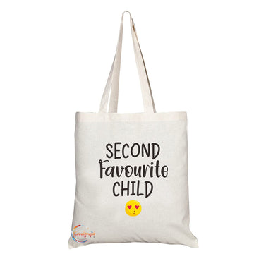 TB1158 Second Favourite Child Novelty Present Gift Printed Eco-Friendly Stylish Long Handled Tote Shoulder Bag