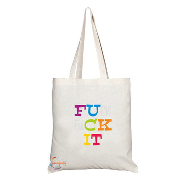 TB1302 F**k It F**k It Tea Novelty Present Gift Printed Eco-Friendly Stylish Long Handled Tote Shoulder Bag