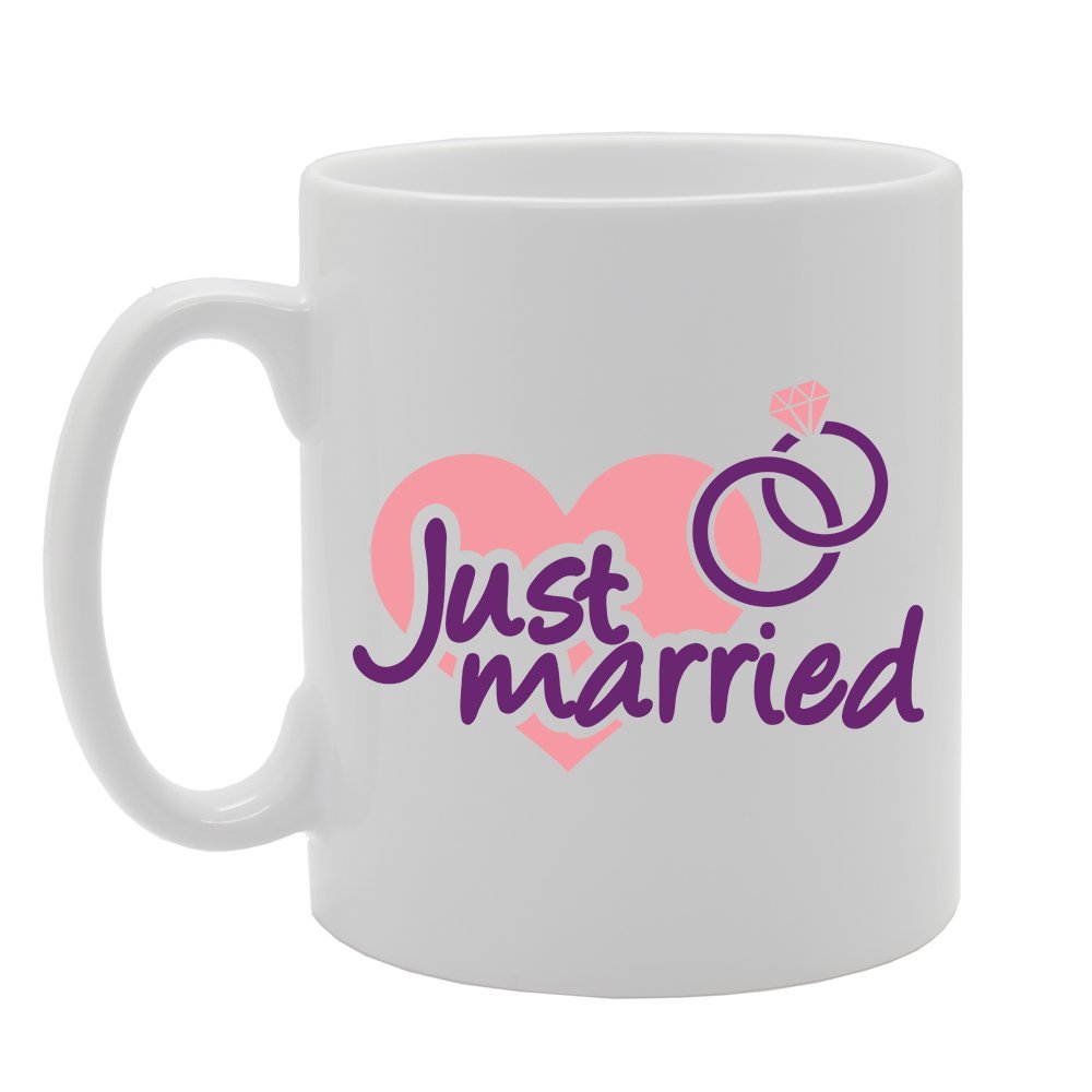 Just Married   Printed Tea Coffee Ceramic  Mg2345 - Funny Printed Coffee Mug - Great Gift Idea