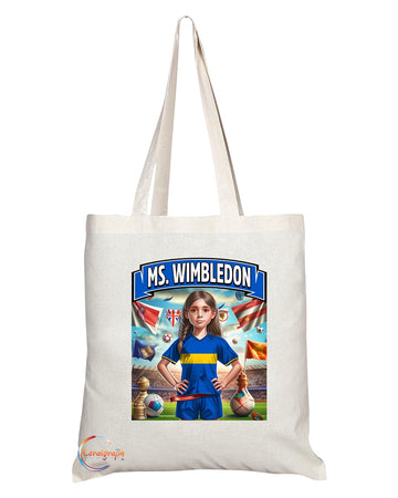 TB1675 Ms Wimbledon Footie Fan Lady Girl Tote Bag - Eco-Friendly, Stylish, Long Handled, Perfect Novelty Gift by