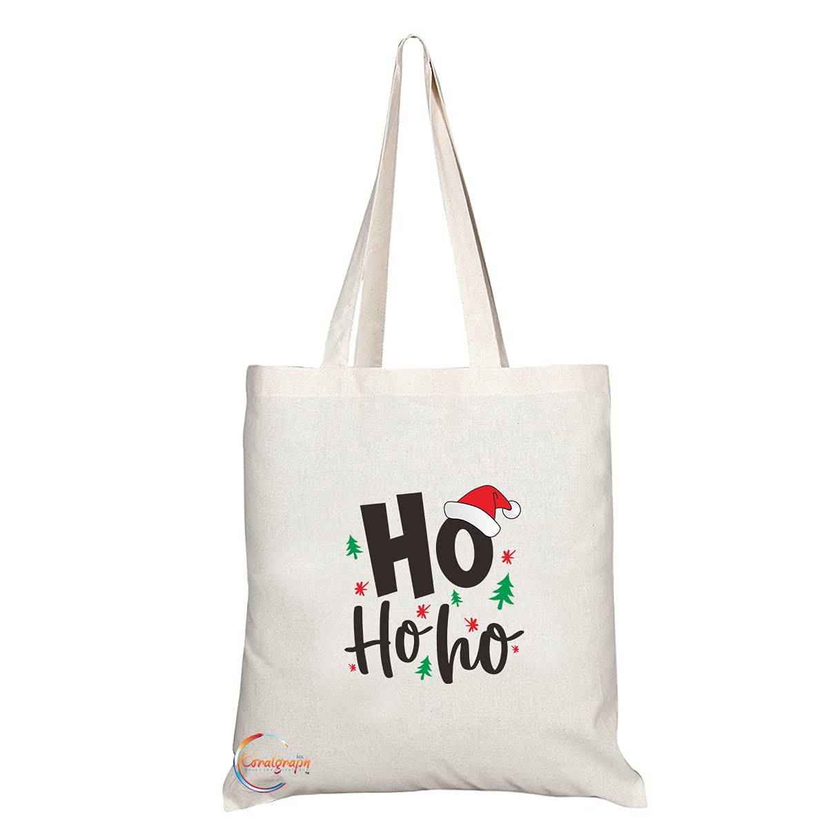 TB1441 Ho Ho Ho Novelty Present Gift Printed Eco-Friendly Stylish Long Handled Tote Shoulder Bag