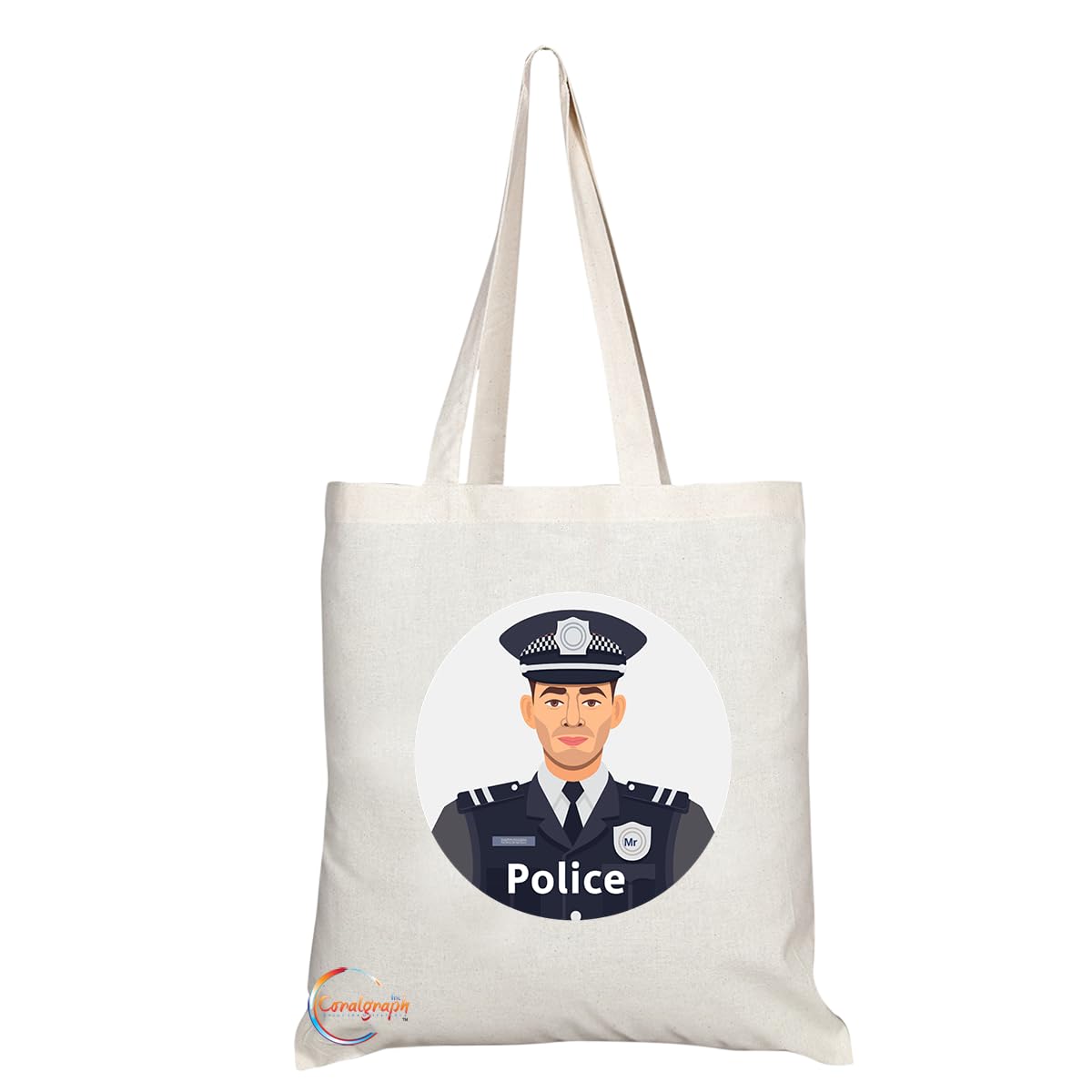 TB1733 Mr Police Tote Bag - Great for Police Officers, Law Enforcement, Supporters - Sustainable, Stylish, Long Handled, Durable and Reusable