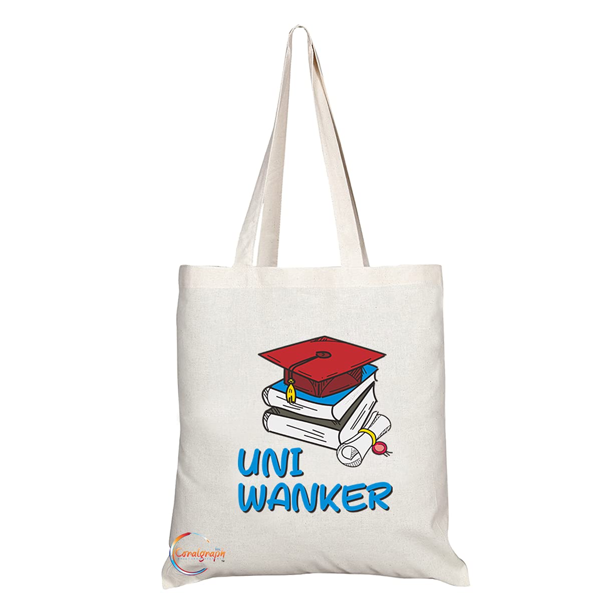TB1228 Uni Wanker Novelty Present Gift Printed Eco-Friendly Stylish Long Handled Tote Shoulder Bag