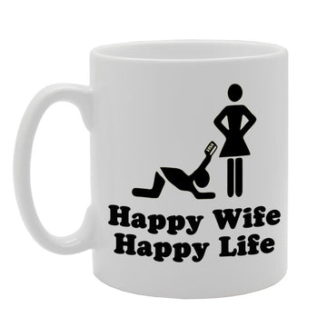 Happy Wife, Happy Life/Funny   Printed Tea Coffee Ceramic  Mg231 - Funny Printed Coffee Mug - Great Gift Idea