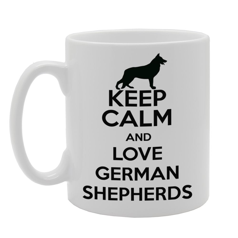 Keep Calm And Love German Shepherds   Printed Tea Coffee Ceramic  Mg355 - Funny Printed Coffee Mug - Great Gift Idea