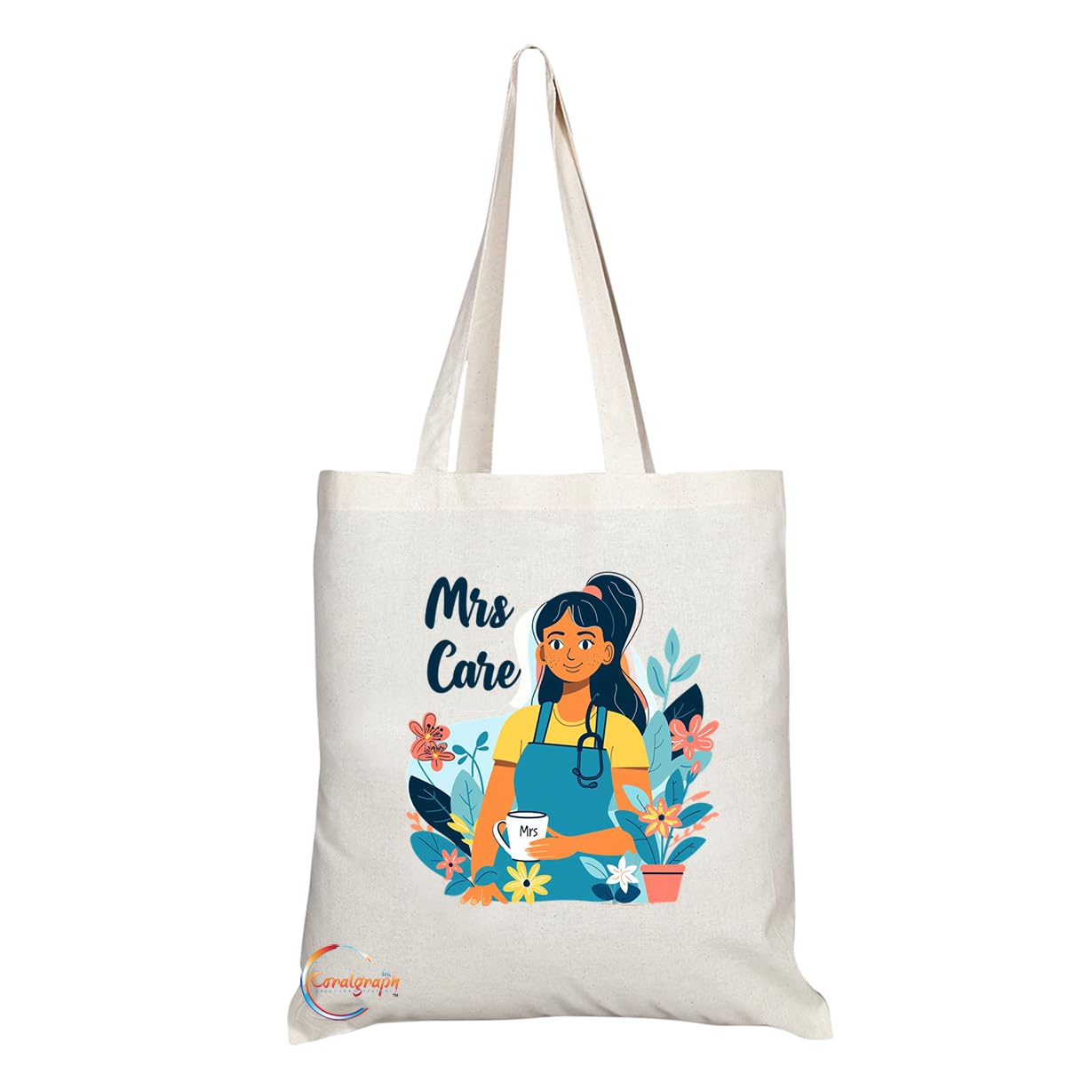 TB1768 Mrs Care Tote Bag - Great for Care Assistants, Healthcare Workers, Nursing Staff - Sustainable, Stylish, Long Handled, Durable and Reusable