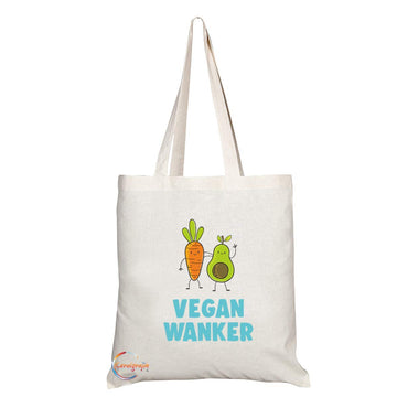 TB658 VEGAN WANKER Novelty Present Gift Printed Eco-Friendly Stylish Long Handled Tote Shoulder Bag