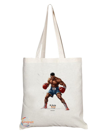 Natural Reusable Shopping Souvenir Tote Bag Featuring Popular Sports Designs from Around the World (Boxing)