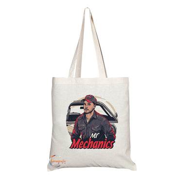TB1724 Mr Mechanics Tote Bag - Great for Mechanics, Car Enthusiasts, Automotive Workers - Sustainable, Stylish, Long Handled, Durable and Reusable